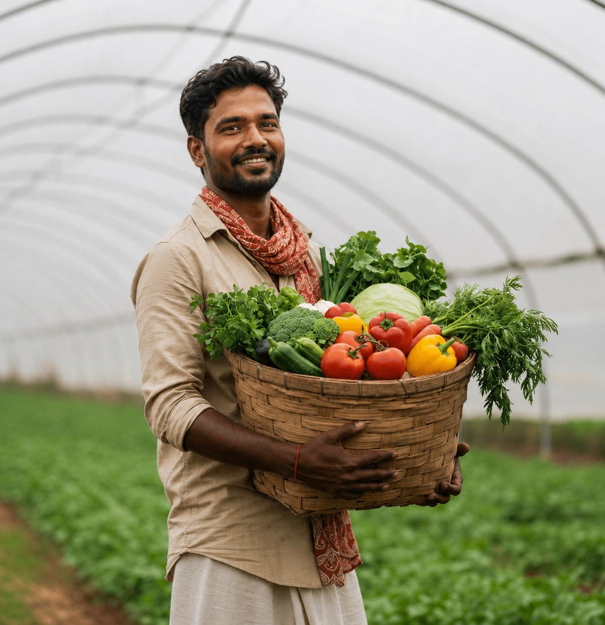 Indian farmer working in an agricultural field